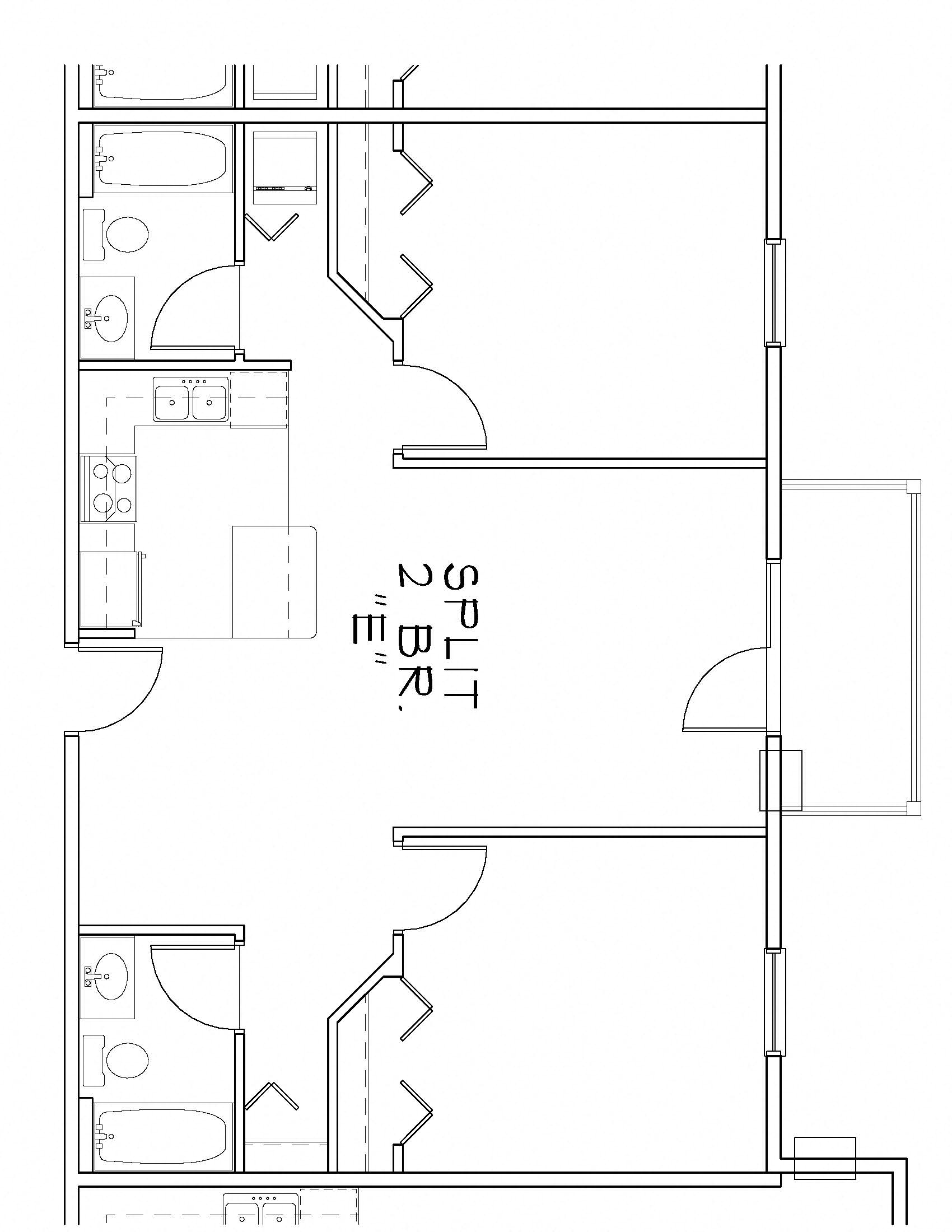 Floor plan for 2 beds, 2 baths, 962 sqft
